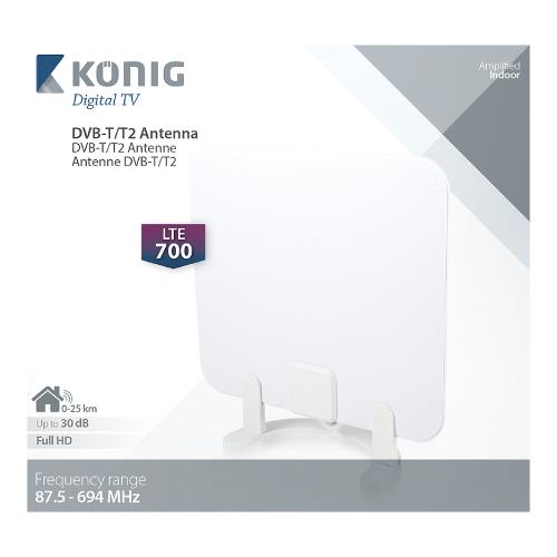 König KNANIR2502B700 Versterkt DVB-T/T2 Antenne 30 dB UHF / VHF