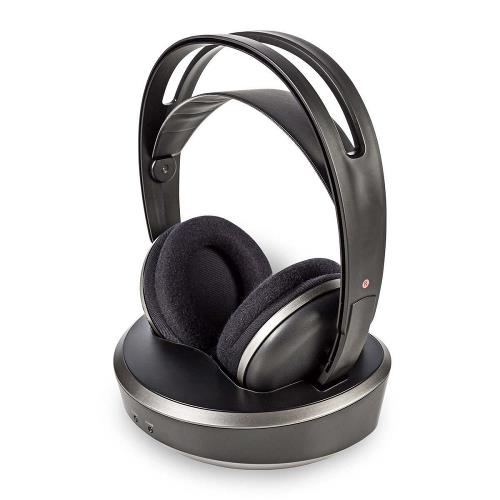 Nedis HPRF210BK Draadloze hoofdtelefoon | Radiofrequentie (RF) | Over-ear | Oplaadstation | Zwart / zilver