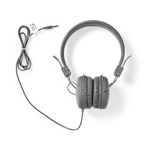 Nedis HPWD1100GY Hoofdtelefoon met snoer | On-ear | Opvouwbaar | 1,2 m ronde kabel | Grijs
