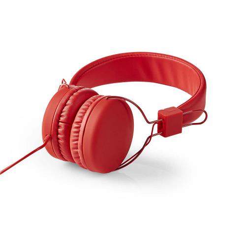 Nedis HPWD1100RD Hoofdtelefoon met snoer | On-ear | Opvouwbaar | 1,2 m ronde kabel | Rood