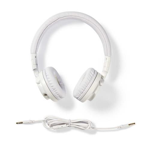 Nedis HPWD2100WT Hoofdtelefoon met snoer | On-ear | Opvouwbaar | 1,2 m loskoppelbare kabel | Wit
