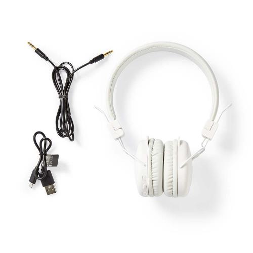 Nedis HPBT1100WT Draadloze hoofdtelefoon | Bluetooth® | On-ear | Opvouwbaar | Wit