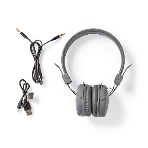 Nedis HPBT1100GY Draadloze hoofdtelefoon | Bluetooth® | On-ear | Opvouwbaar | Grijs