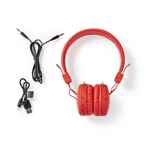 Nedis HPBT1100RD Draadloze hoofdtelefoon | Bluetooth® | On-ear | Opvouwbaar | Rood