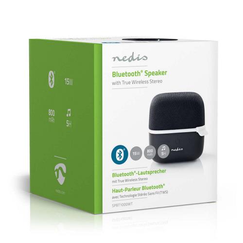Nedis SPBT1000WT Luidspreker met Bluetooth® | 15 W | True Wireless Stereo (TWS) | Zwart / wit