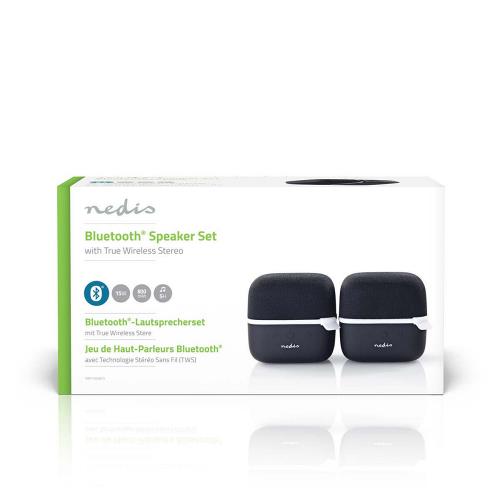 Nedis SPBT1000WT2 Luidspreker met Bluetooth® | 15 W | True Wireless Stereo (TWS) | 2 stuks | Zwart / wit