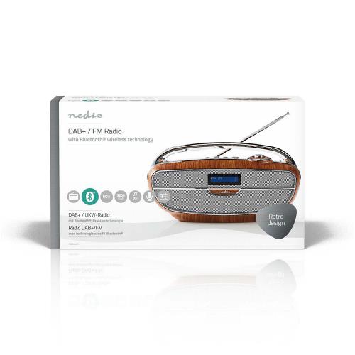 Nedis RDDB5300BN Digitale DAB+ radio | 60 W | FM | Bluetooth® | Bruin / zilver