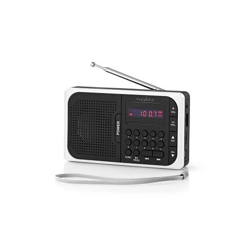 Nedis RDFM2100WT FM-radio | 3,6 W | USB-poort & microSD-kaartsleuf | Zwart / wit