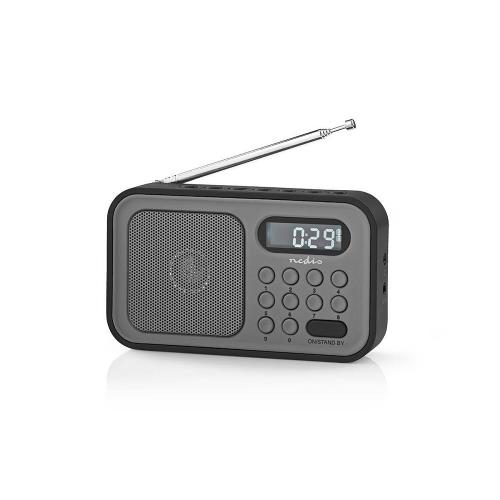 Nedis RDFM2200BK FM-radio | 2,1 W | Klok & alarm | Grijs / zwart