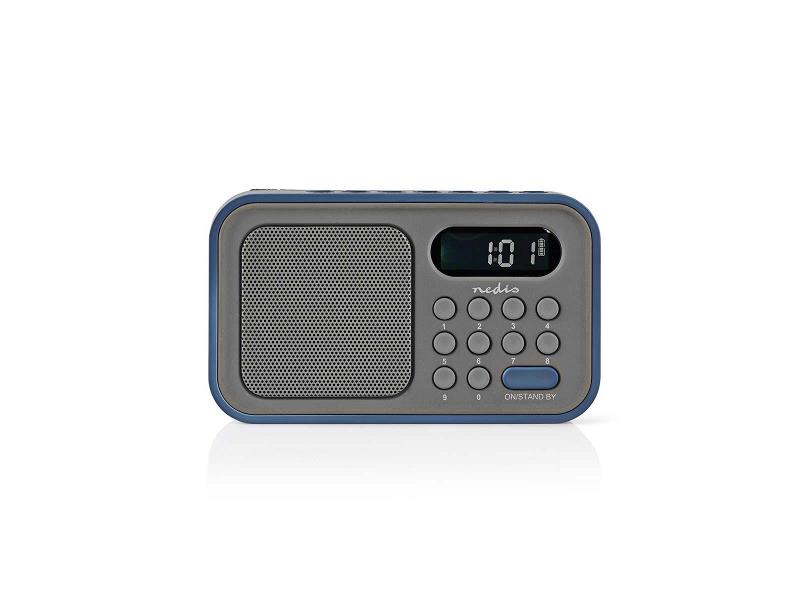 Nedis RDFM2200BU FM-radio | 2,1 W | Klok & alarm | Grijs / blauw