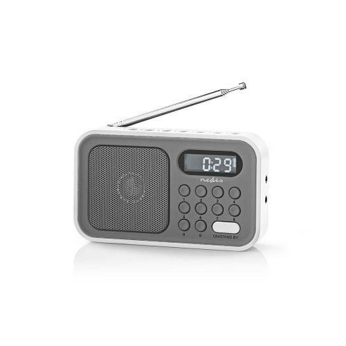 Nedis RDFM2200WT FM-radio | 2,1 W | Klok & alarm | Grijs / wit