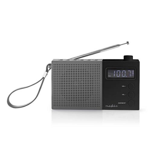 Nedis RDFM2210BK FM-radio | 2,1 W | Klok & alarm | Multifunctionele draaiknop | Grijs / zwart
