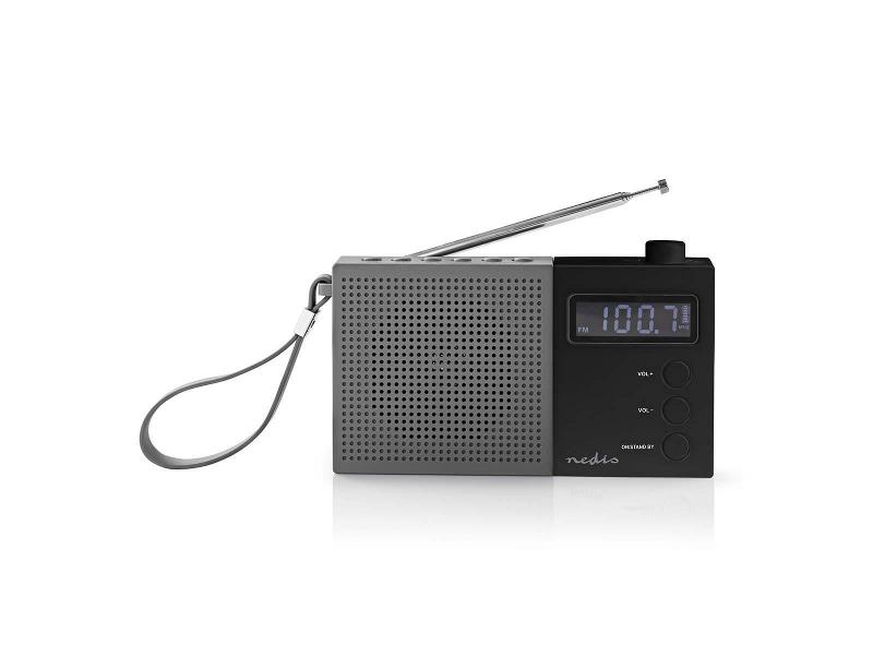 Nedis RDFM2210BK FM-radio | 2,1 W | Klok & alarm | Multifunctionele draaiknop | Grijs / zwart