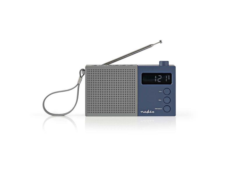 Nedis RDFM2210BU FM-radio | 2,1 W | Klok & alarm | Multifunctionele draaiknop | Grijs / blauw