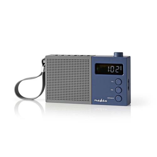 Nedis RDFM2210BU FM-radio | 2,1 W | Klok & alarm | Multifunctionele draaiknop | Grijs / blauw