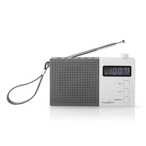 Nedis RDFM2210WT FM-radio | 2,1 W | Klok & alarm | Multifunctionele draaiknop | Grijs / wit