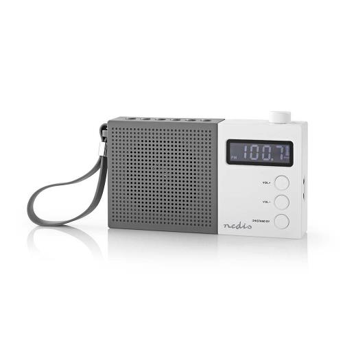 Nedis RDFM2210WT FM-radio | 2,1 W | Klok & alarm | Multifunctionele draaiknop | Grijs / wit