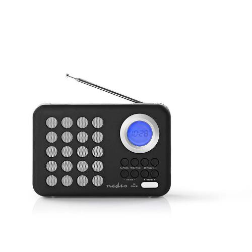 Nedis RDFM1310WT FM-radio | 3 W | Klok & alarm | USB-poort & microSD-kaartsleuf | Zwart / wit