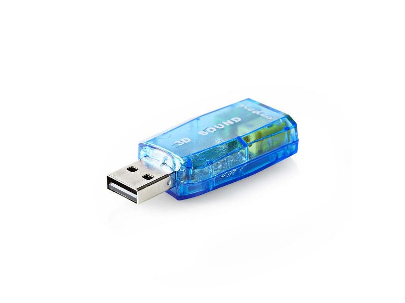 Nedis USCR10051BU Geluidskaart | 3D-sound 5.1 | USB 2.0 | Dubbele 3,5 mm connector