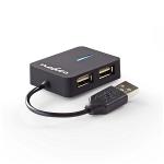 Nedis UHUBU2410BK USB-hub | 4-poorts | USB 2.0 | Reisformaat