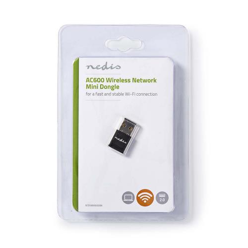 Nedis WSNWM600BK Dongle en antenne voor draadloos netwerk | AC600 | Dual Band | Zwart