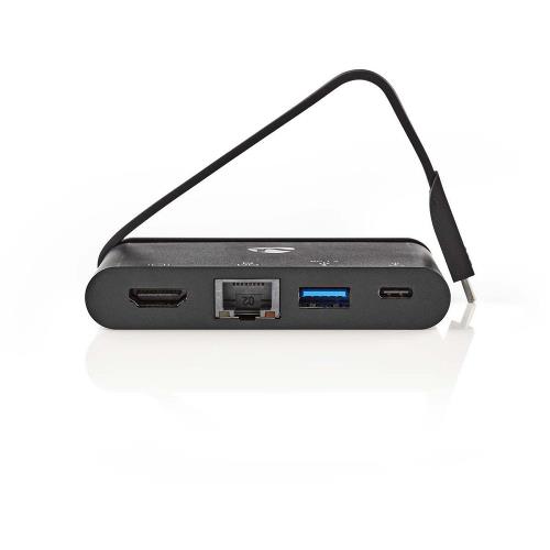 Nedis TCARF260BK Computer Hub | USB-CT | USB-CT / USB 3.0 / HDMIT / Gigabit-Ethernet | Voeding: 100 W | Zwart