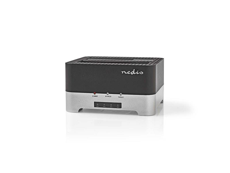 Nedis HDDUDB3300BK Harde Schijf-Dockingstation | USB 3.0 | Dual Sata | 2,5"/3,5" | Met Offline-Clonefunctie