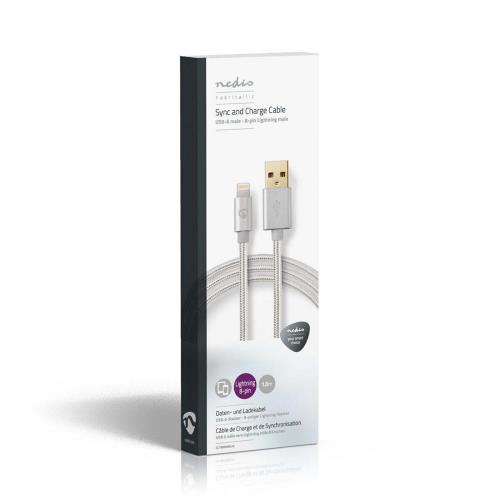 Nedis CCTB39300AL10 Data- en Oplaadkabel | Apple Lightning 8-pins male - USB A male | 1,0 m | Aluminium