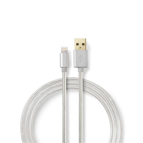 Nedis CCTB39300AL10 Data- en Oplaadkabel | Apple Lightning 8-pins male - USB A male | 1,0 m | Aluminium