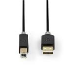 Nedis CCBW60100AT20 Kabel USB 2.0 | A male - B male | 2,0 m | Antraciet