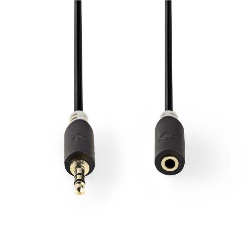 Nedis CABW22050AT10 Stereo audiokabel | 3,5 mm male - 3,5 mm female | 1,0 m | Antraciet