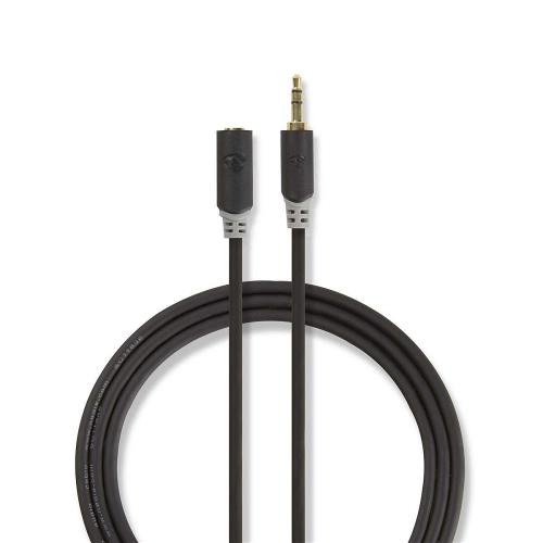 Nedis CABW22050AT10 Stereo audiokabel | 3,5 mm male - 3,5 mm female | 1,0 m | Antraciet