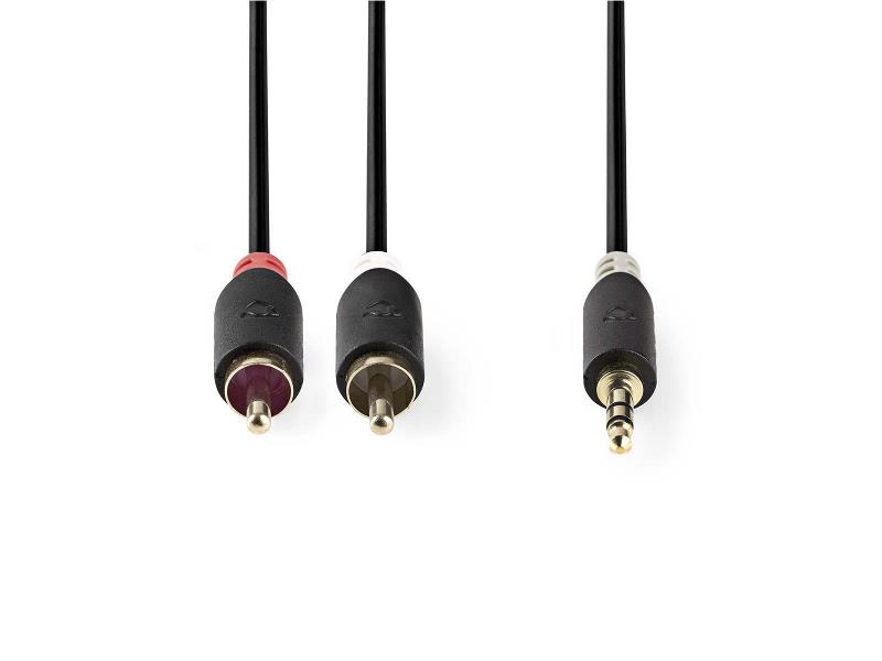 Nedis CABW22200AT05 Stereo audiokabel | 3,5 mm male - 2x RCA male | 0,5 m | Antraciet