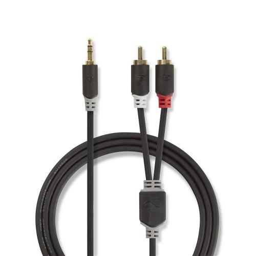 Nedis CABW22200AT05 Stereo audiokabel | 3,5 mm male - 2x RCA male | 0,5 m | Antraciet