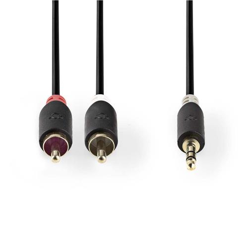Nedis CABW22200AT10 Stereo audiokabel | 3,5 mm male - 2x RCA male | 1,0 m | Antraciet
