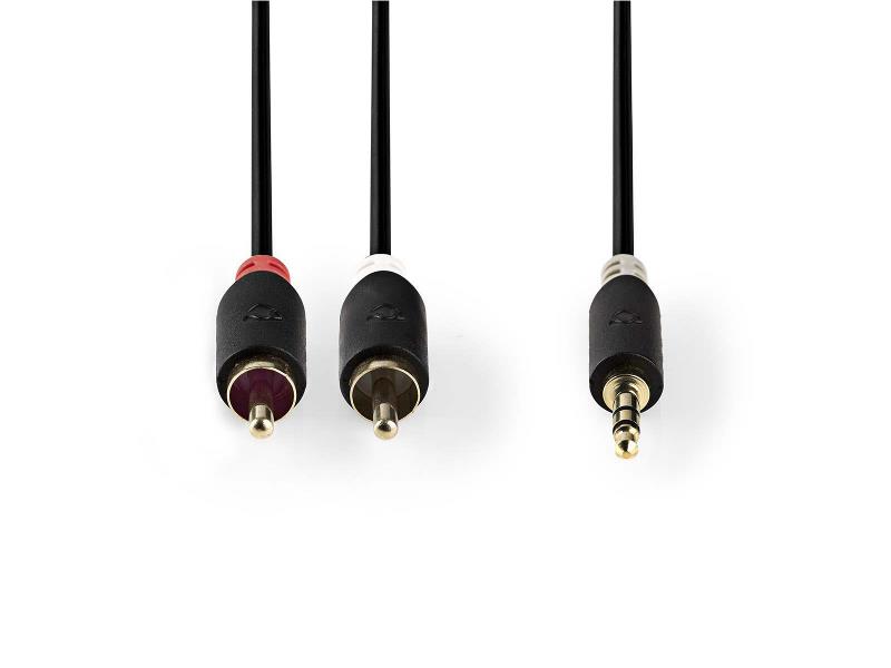 Nedis CABW22200AT30 Stereo audiokabel | 3,5 mm male - 2x RCA male | 3,0 m | Antraciet