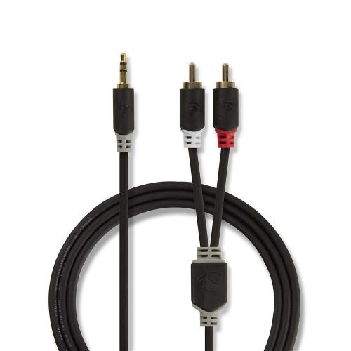 Nedis CABW22200AT30 Stereo audiokabel | 3,5 mm male - 2x RCA male | 3,0 m | Antraciet