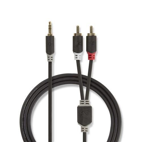 Nedis CABW22200AT50 Stereo audiokabel | 3,5 mm male - 2x RCA male | 5,0 m | Antraciet