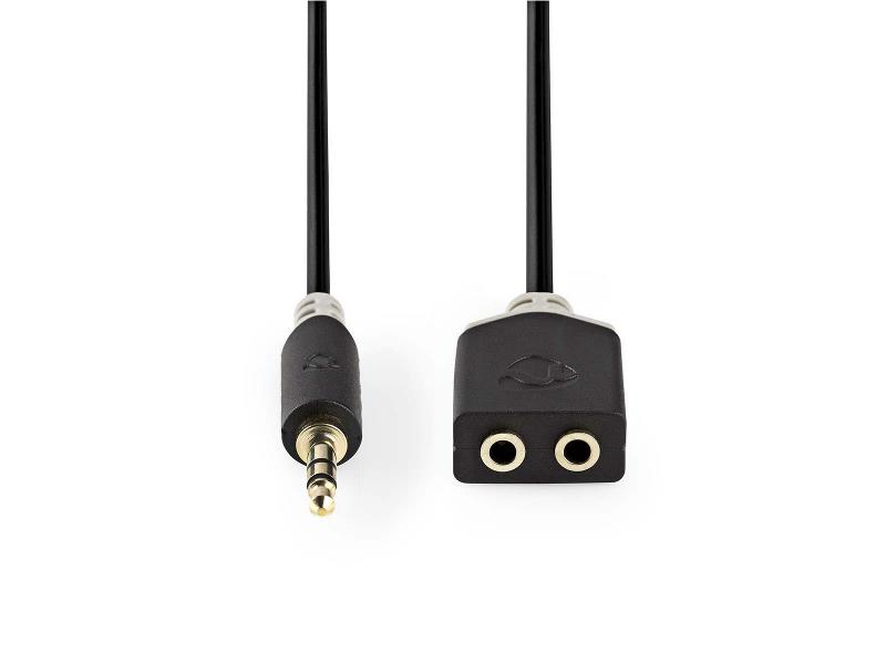 Nedis CABW22100AT02 Stereo audiokabel | 3,5 mm male - 2x 3,5 mm female | 0,2 m | Antraciet