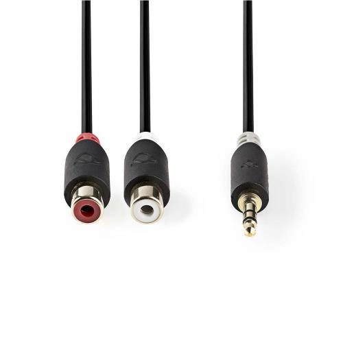 Nedis CABW22250AT02 Stereo audiokabel | 3,5 mm male - 2x RCA female | 0,2 m | Antraciet