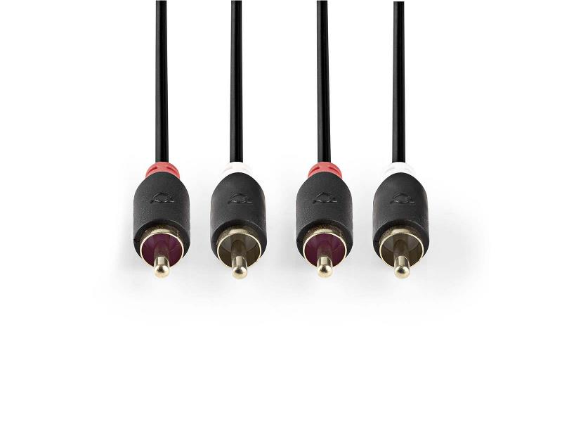 Nedis CABW24200AT10 Stereo audiokabel | 2x RCA male - 2x RCA male | 1,0 m | Antraciet