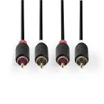 Nedis CABW24200AT20 Stereo audiokabel | 2x RCA male - 2x RCA male | 2,0 m | Antraciet