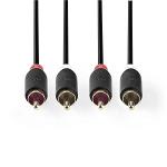 Nedis CABW24200AT30 Stereo audiokabel | 2x RCA male - 2x RCA male | 3,0 m | Antraciet