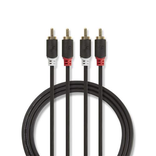 Nedis CABW24200AT30 Stereo audiokabel | 2x RCA male - 2x RCA male | 3,0 m | Antraciet