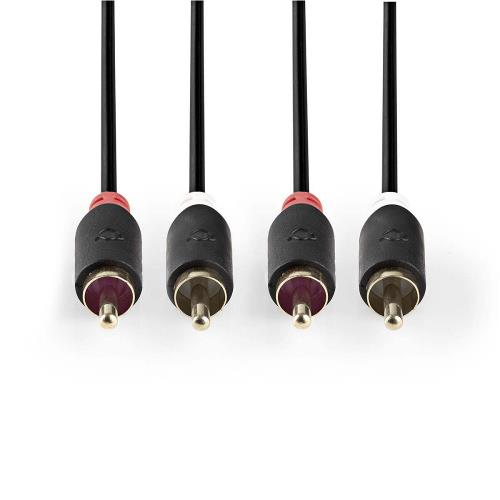 Nedis CABW24200AT50 Stereo audiokabel | 2x RCA male - 2x RCA male | 5,0 m | Antraciet