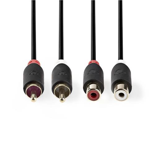 Nedis CABW24205AT20 Stereo audiokabel | 2x RCA male - 2x RCA female | 2,0 m | Antraciet