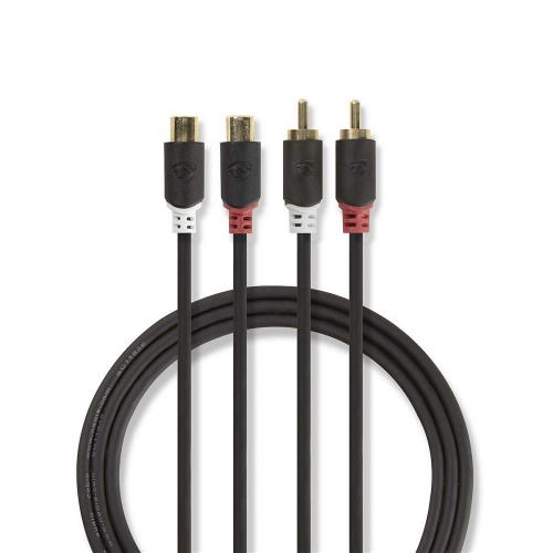 Nedis CABW24205AT20 Stereo audiokabel | 2x RCA male - 2x RCA female | 2,0 m | Antraciet