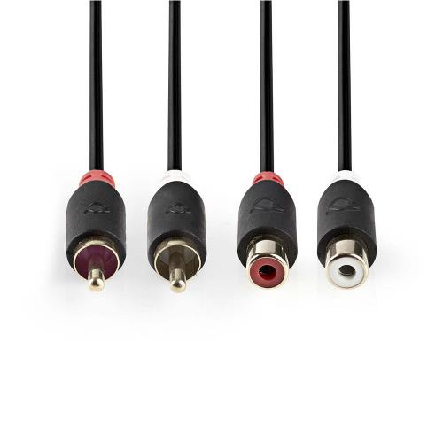 Nedis CABW24205AT50 Stereo audiokabel | 2x RCA male - 2x RCA female | 5,0 m | Antraciet