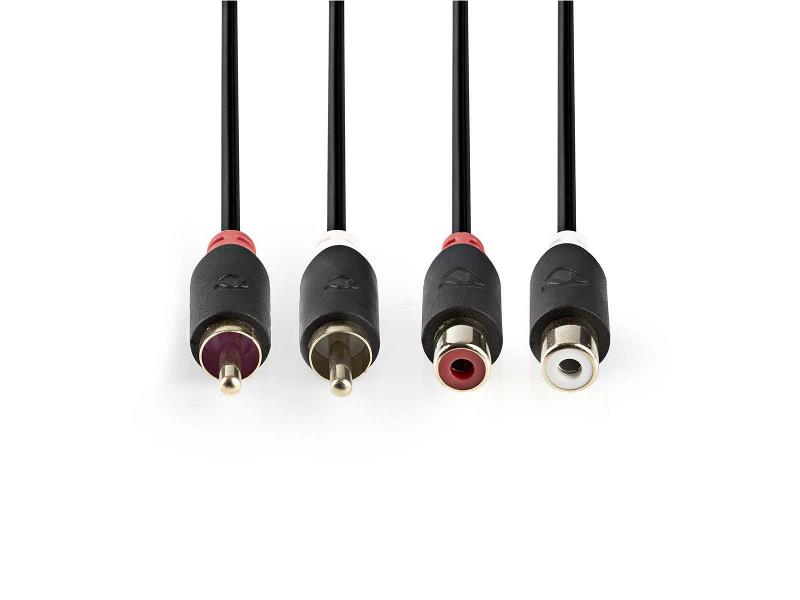 Nedis CABW24205AT50 Stereo audiokabel | 2x RCA male - 2x RCA female | 5,0 m | Antraciet