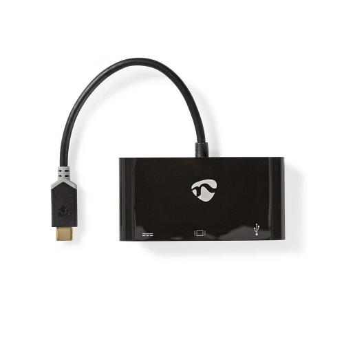 Nedis CCBW64760AT02 USB type-C adapterkabel | Type-C male - Type-C female + A female + VGA female | 0,2 m | Antraciet
